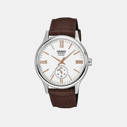 Men Quartz Cream Dial Analog Leather Watch A2539