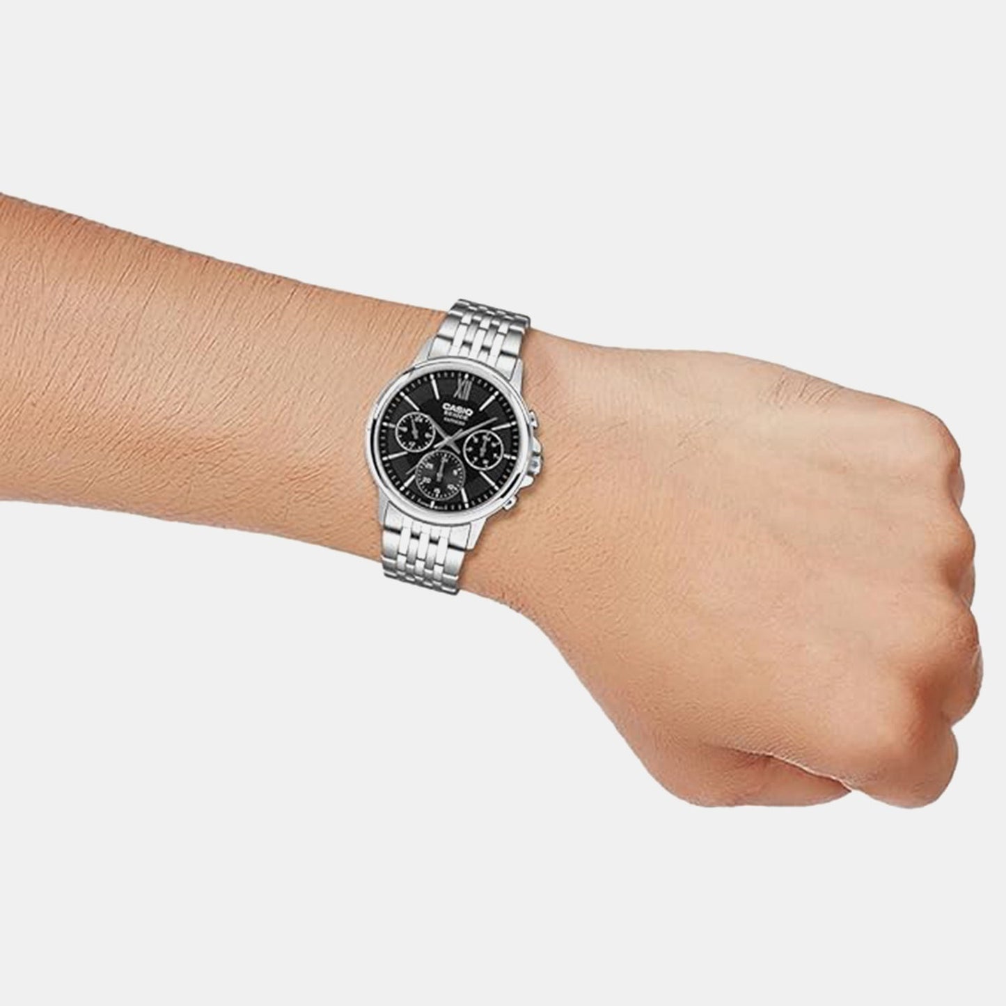 Entice Men Quartz Black Dial Analog Stainless Steel Watch A2540