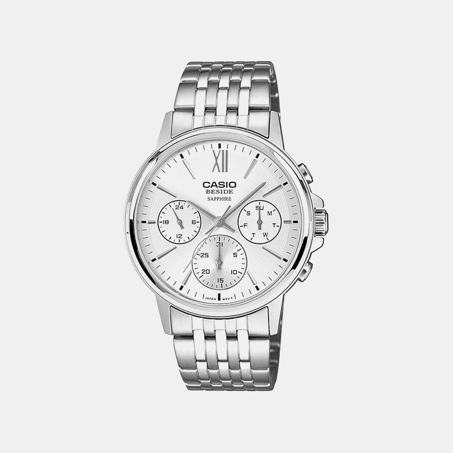 Men Quartz White Dial Chronograph Stainless Steel Watch A2542