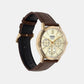 Men Quartz Gold Dial Analog Leather Watch A2543