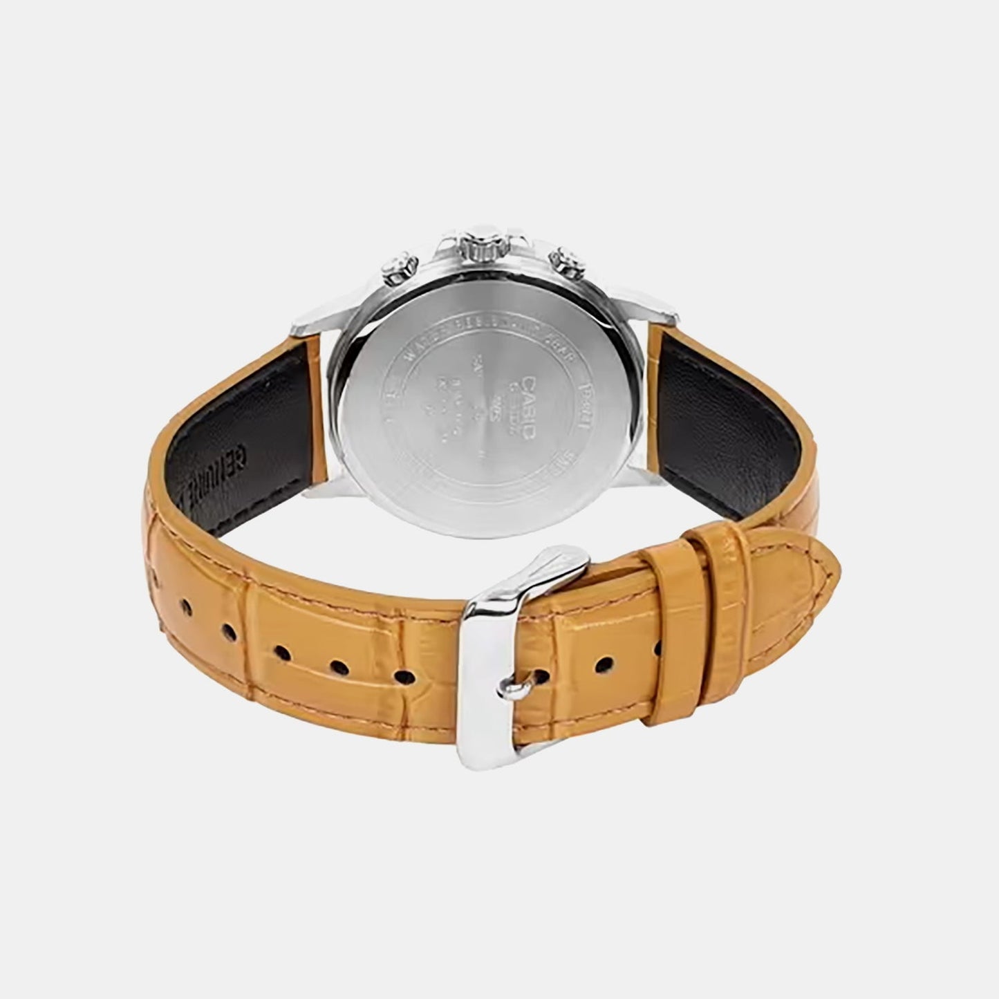 Men Quartz Cream Dial Analog Leather Watch A2545