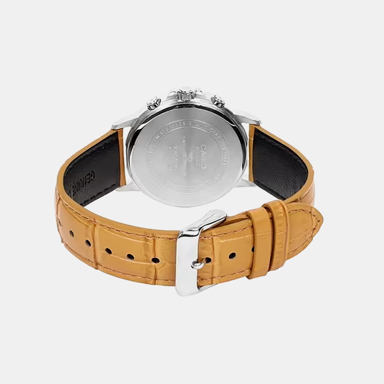 Men Quartz Cream Dial Analog Leather Watch A2545