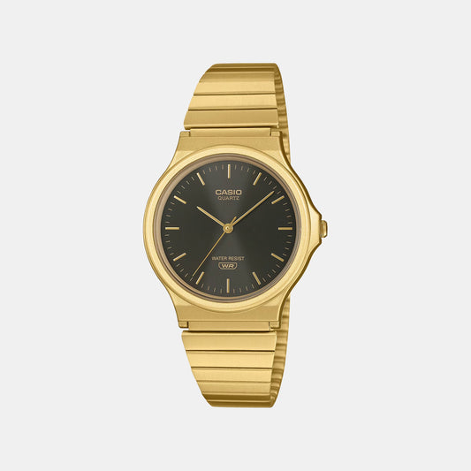 Unisex Quartz Black Dial Analog Stainless Steel Watch A2553