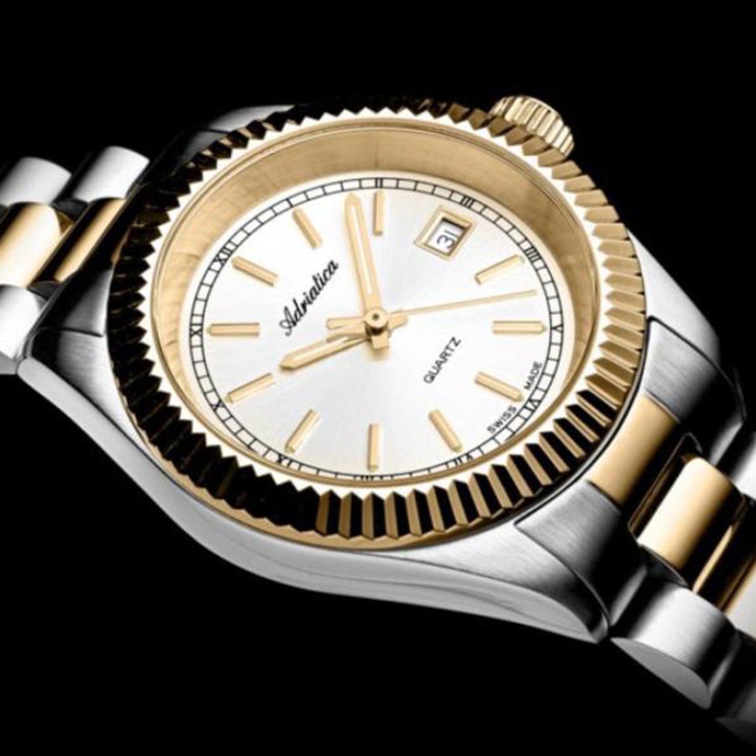 Men Quartz Silver Dial Analog Stainless Steel Watch A1090.2113Q
