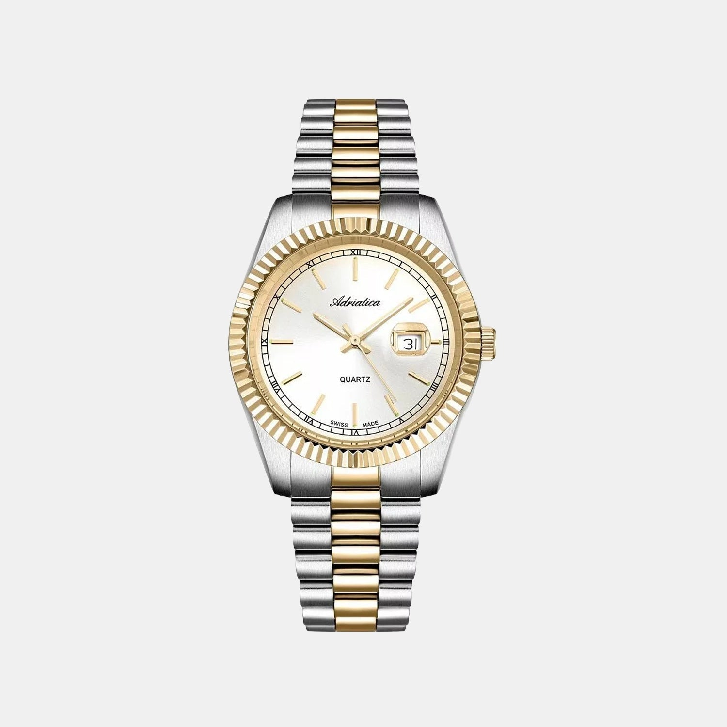 Men Quartz Silver Dial Analog Stainless Steel Watch A1090.2113Q