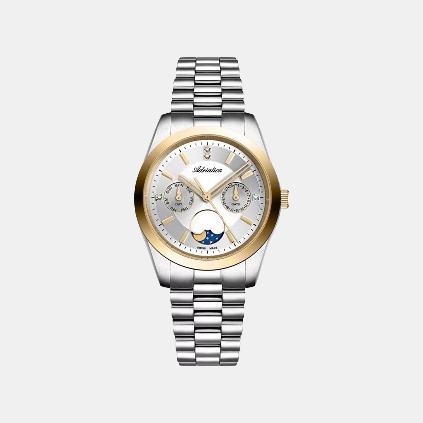 Moonphase Women Quartz Silver Dial Multi-Function Stainless Steel Watch A3802.2113QF