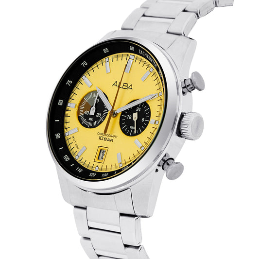 A4B003X1 Gold + Black Dial Chronograph Watch