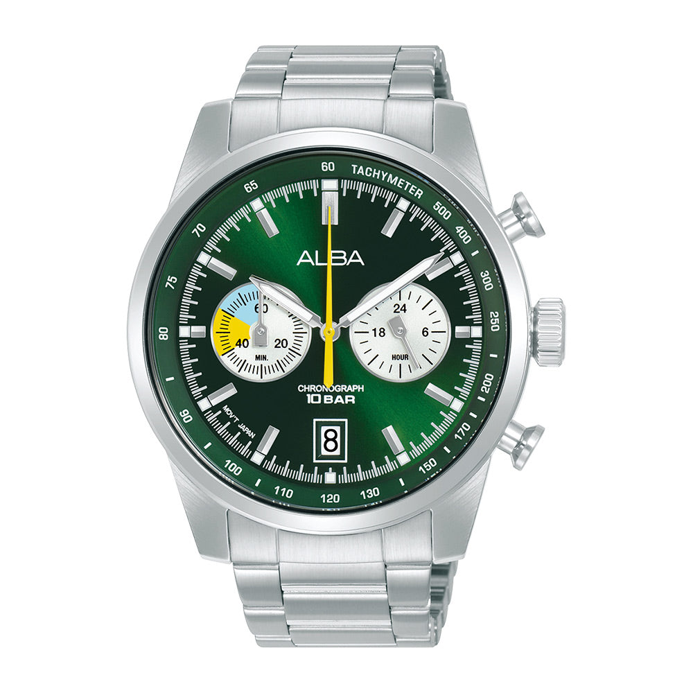 Alba A4B007X1 Forest Green + White Dial Chronograph