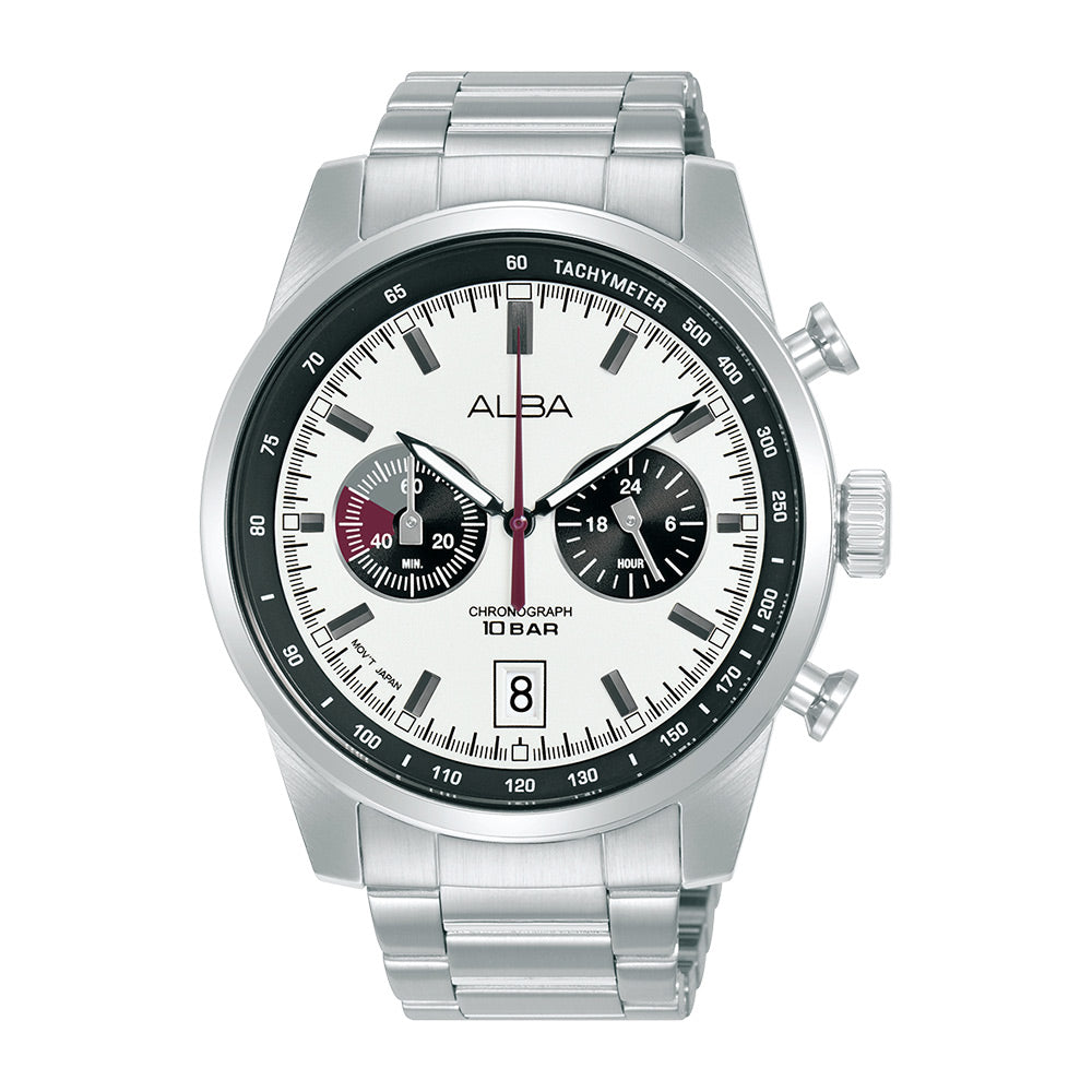 Alba A4B009X1 White + Black Dial Chronograph