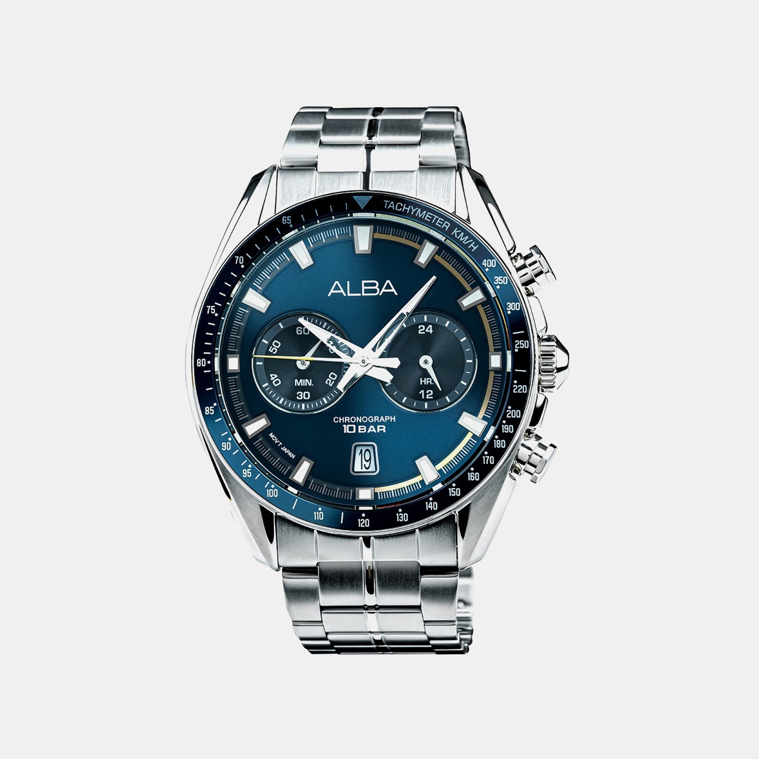 Men Quartz Blue Dial Chronograph Stainless Steel Watch A4B017X1