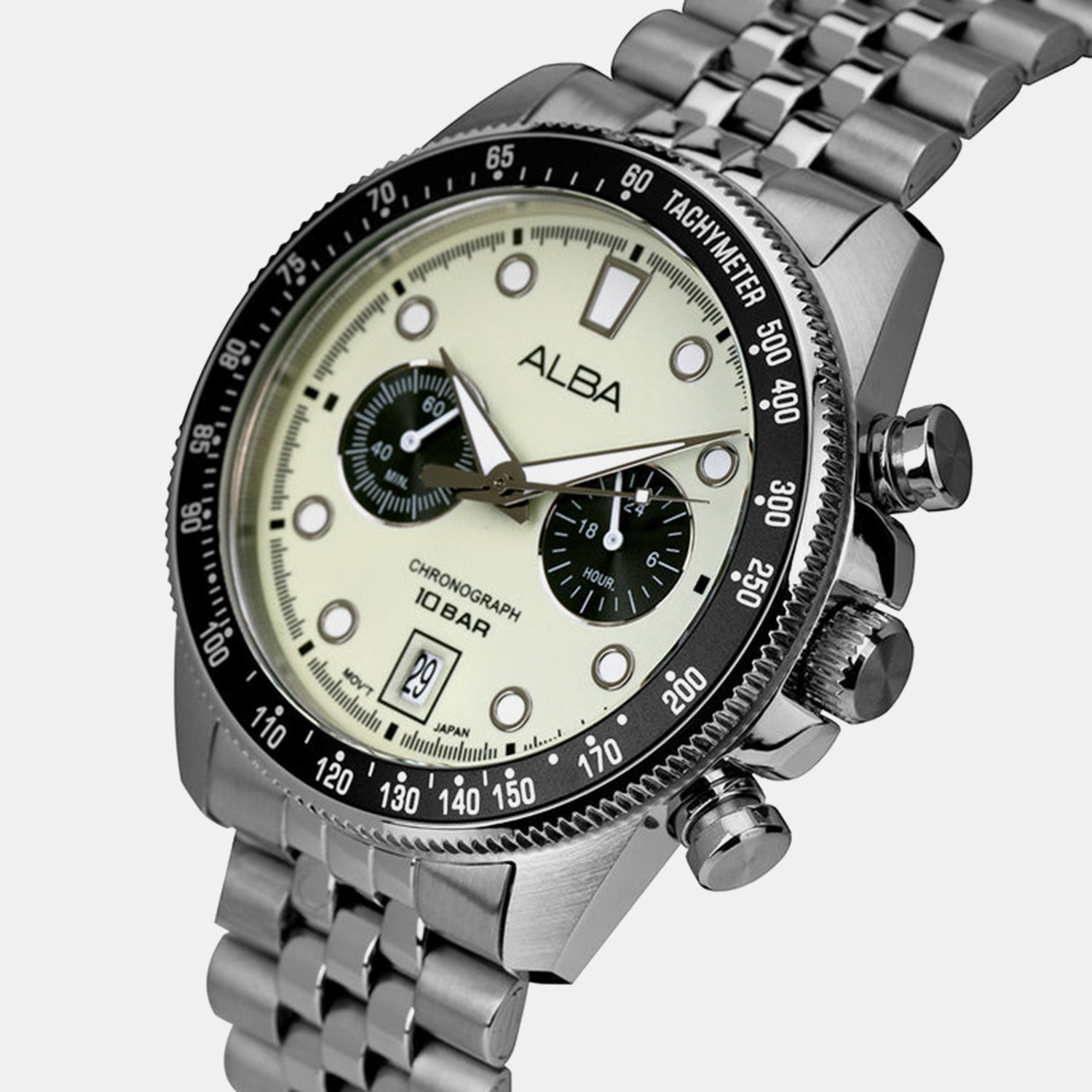 Active Men Quartz Green Dial Chronograph Stainless Steel Watch A4B033X1