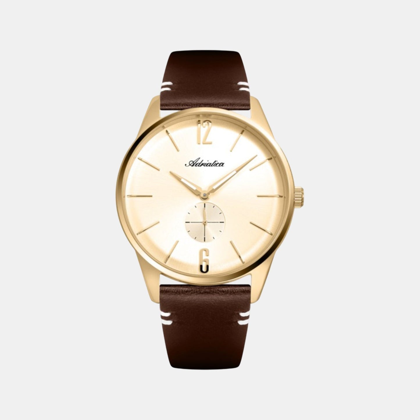 Men Quartz Champagne Dial Analog Leather Watch A8264.1251XLQ