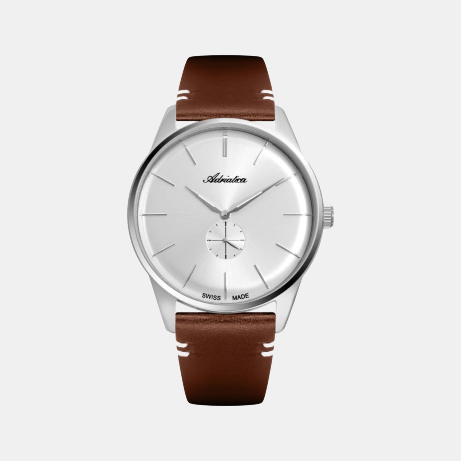 Men Quartz Silver Dial Analog Leather Watch A8264.5213Q