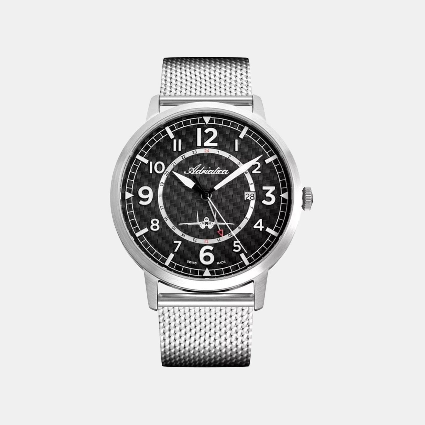 Aviation Men Quartz Black Dial Analog Mesh Watch A8284.5124Q