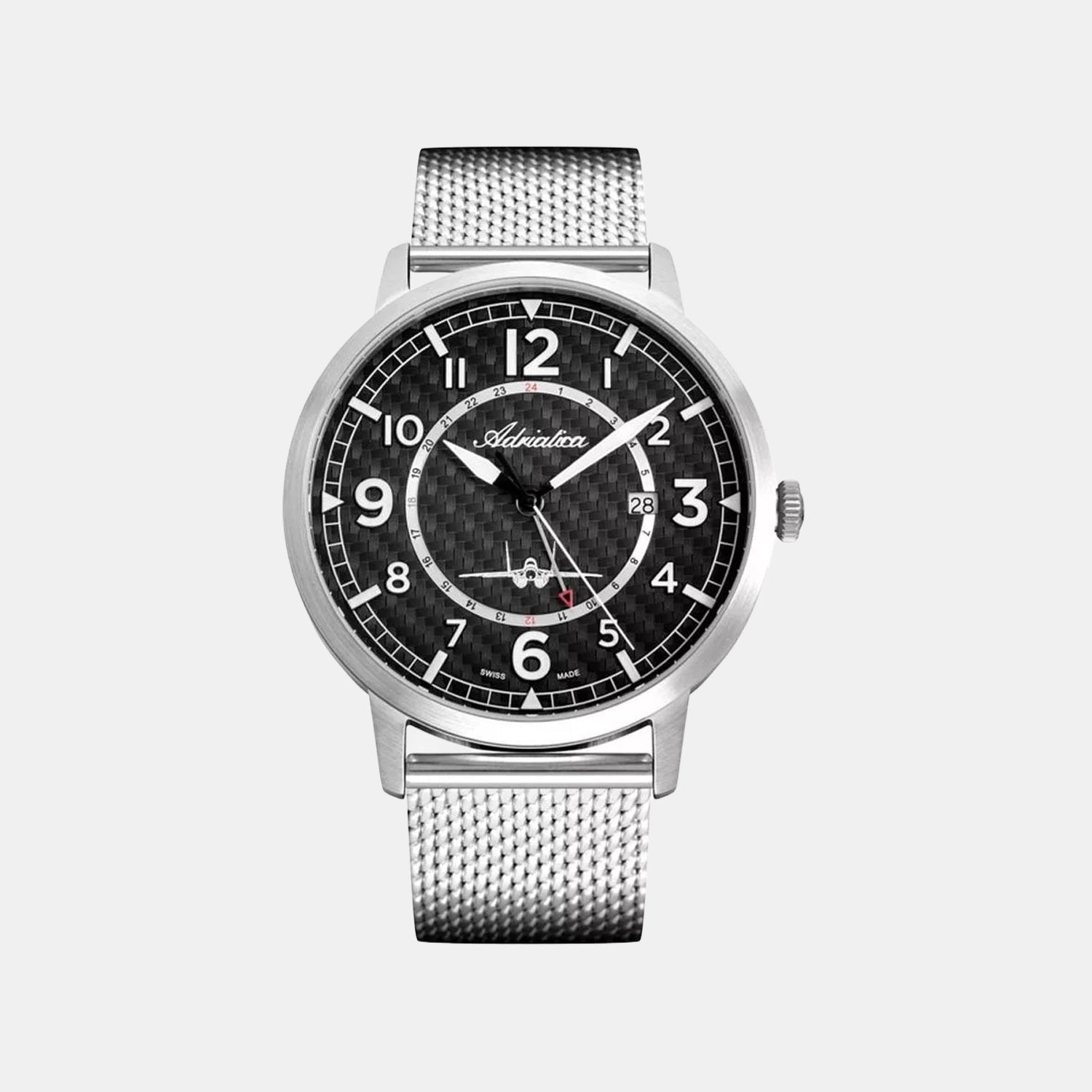 Aviation Men Quartz Black Dial Analog Mesh Watch A8284.5124Q