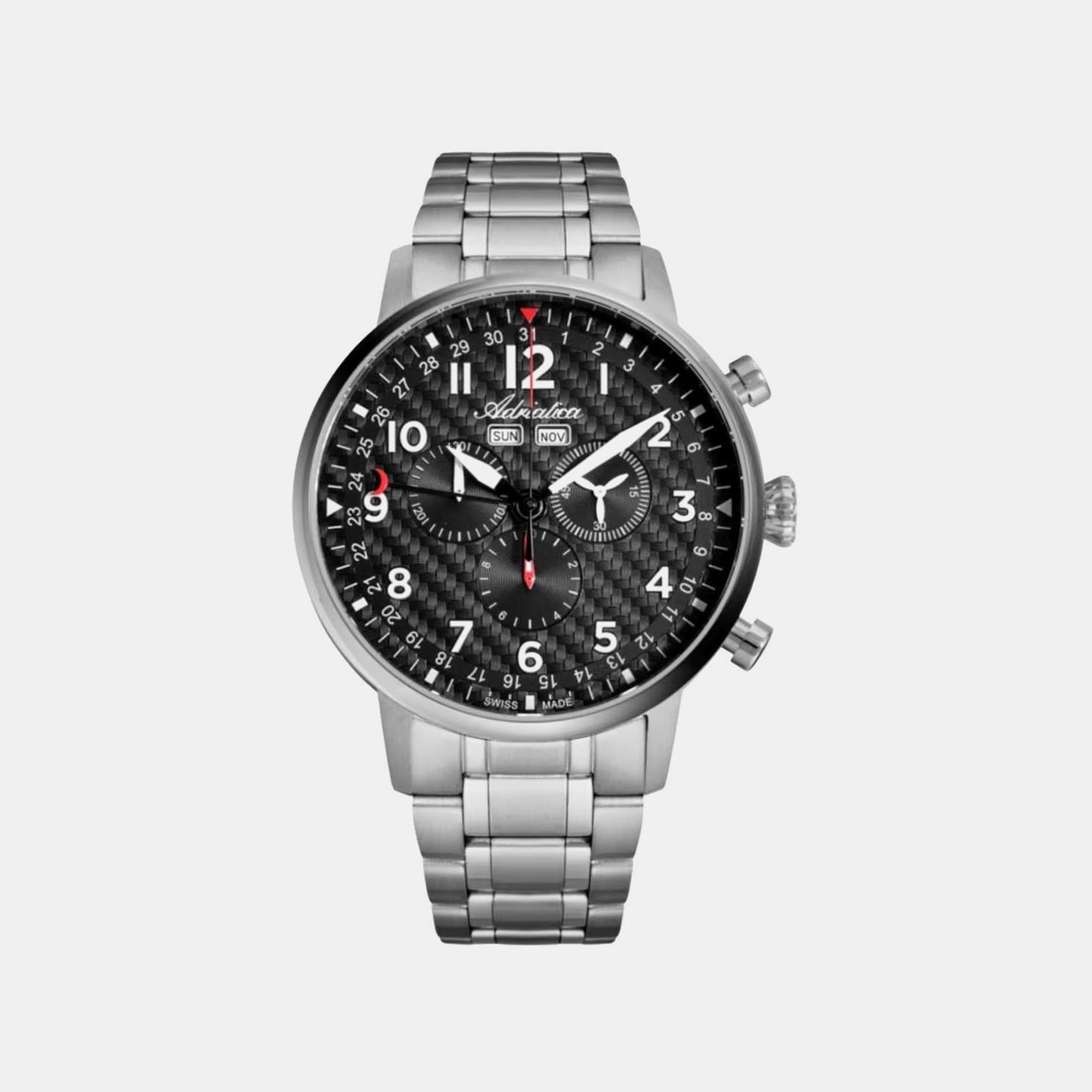 Men Quartz Black Dial Chronograph Stainless Steel Watch A8308.4124CH