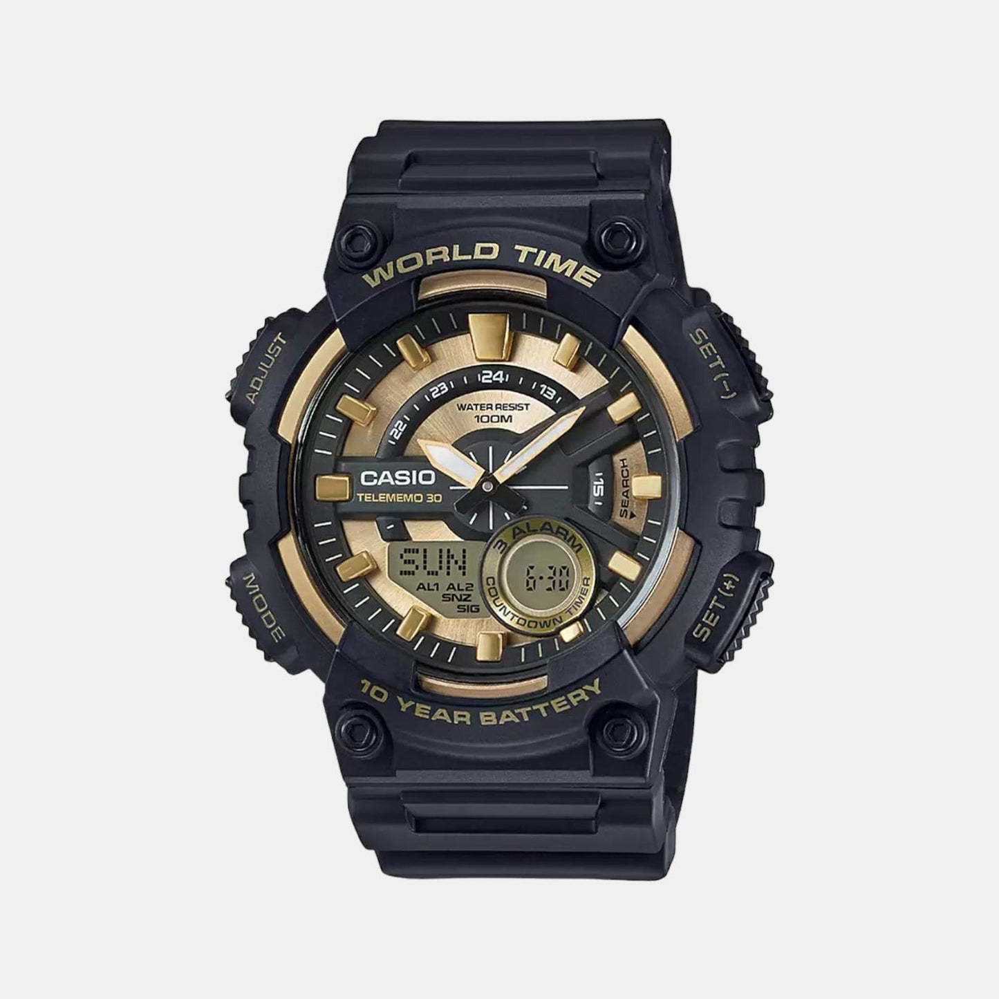 Youth Unisex Quartz Gold Dial Analog-Digital Resin Watch AD206 - Casio watch