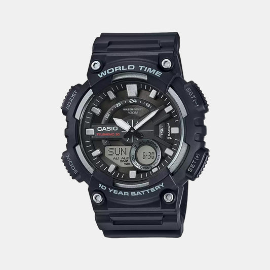 Youth Unisex Quartz Black Dial Analog-Digital Resin Watch AD207