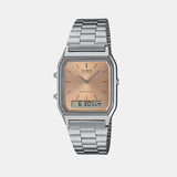 Vintage Unisex Quartz Orange Dial Analog-Digital Stainless Steel Watch AD279