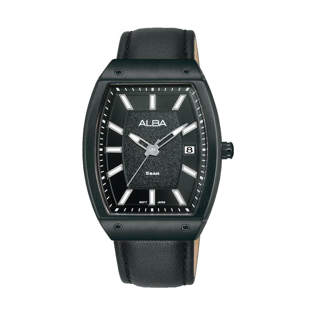 AG8M81X1 Stardust Black Dial With Black Leather Strap