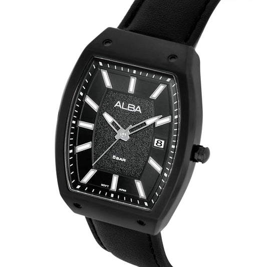 AG8M81X1 Stardust Black Dial With Black Leather Strap