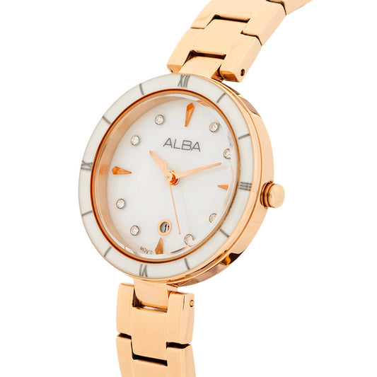 AH7AW6X1 White Mother of Pearl With Rose Gold Strap