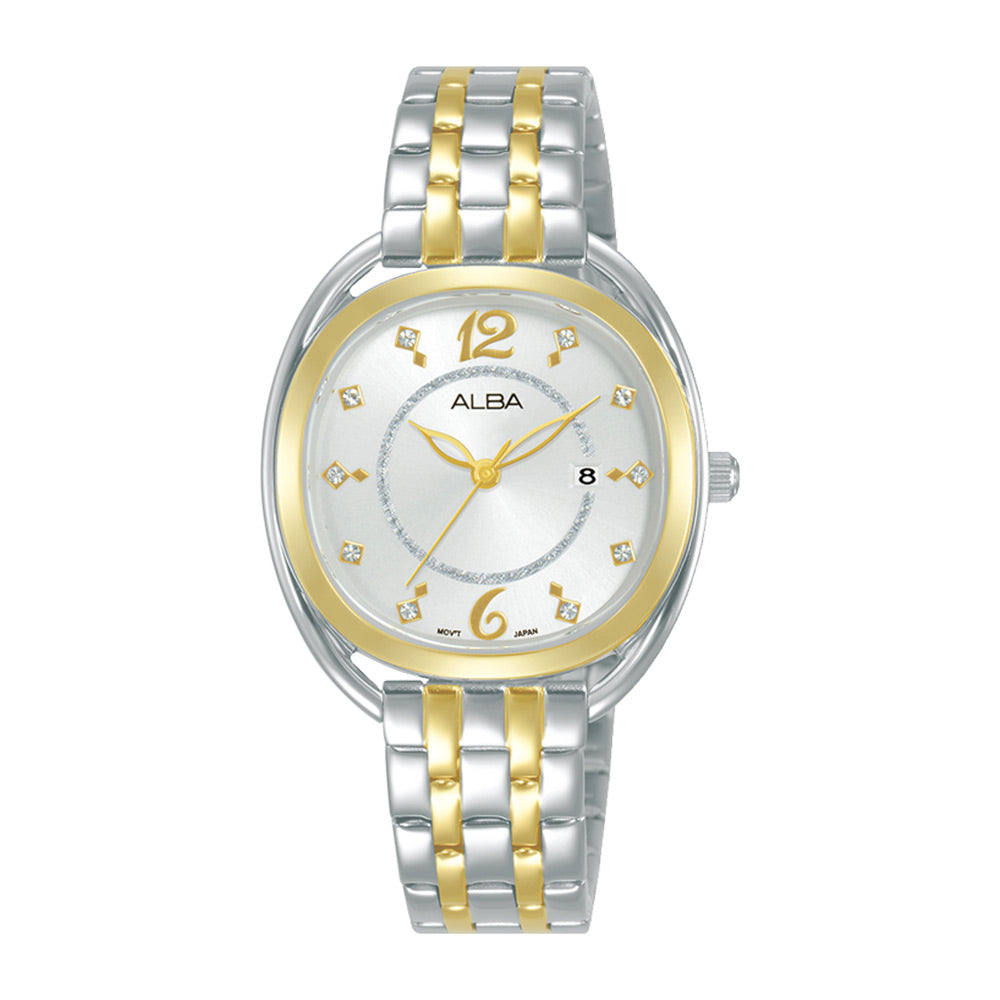 Alba AH7BG8X1 Gold + Silver Strap Ornate Ladies Watch