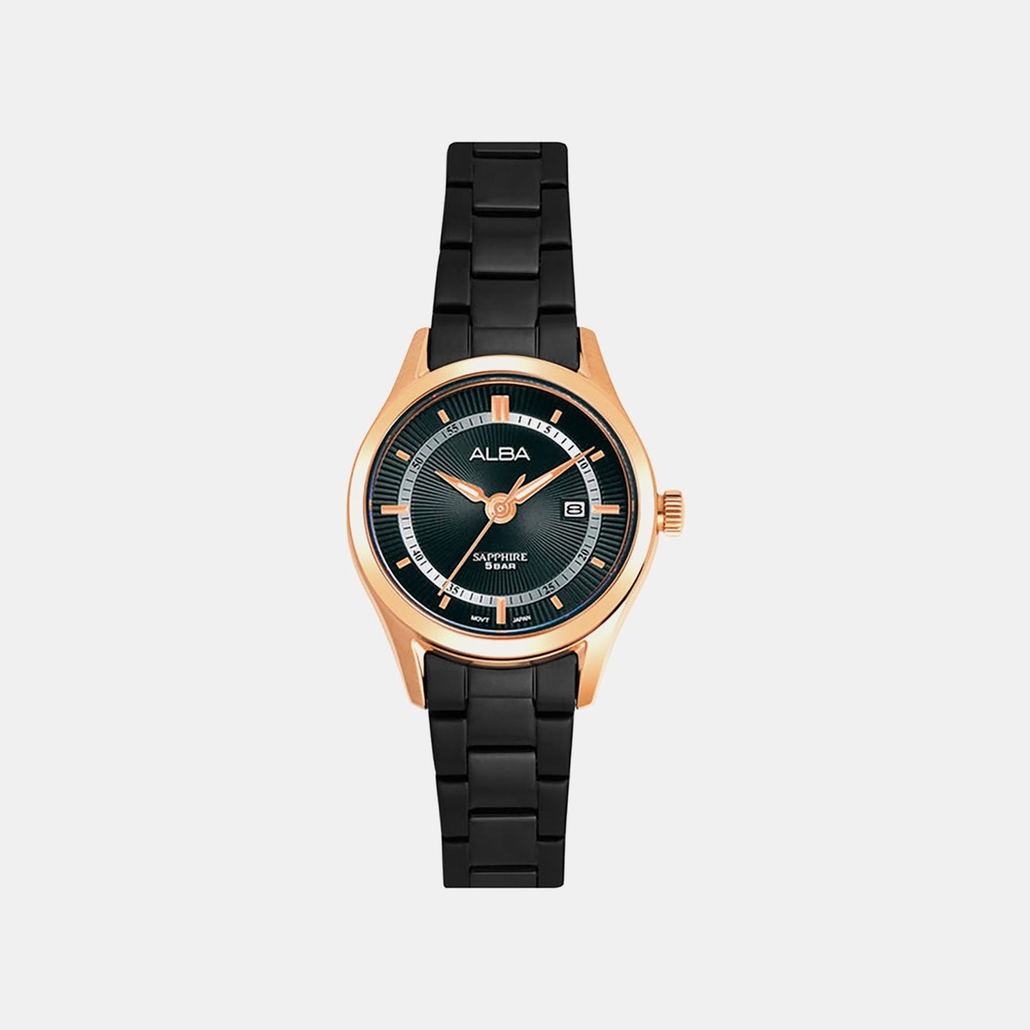 Women Quartz Black Dial Analog Stainless Steel Watch AH7BP8X1