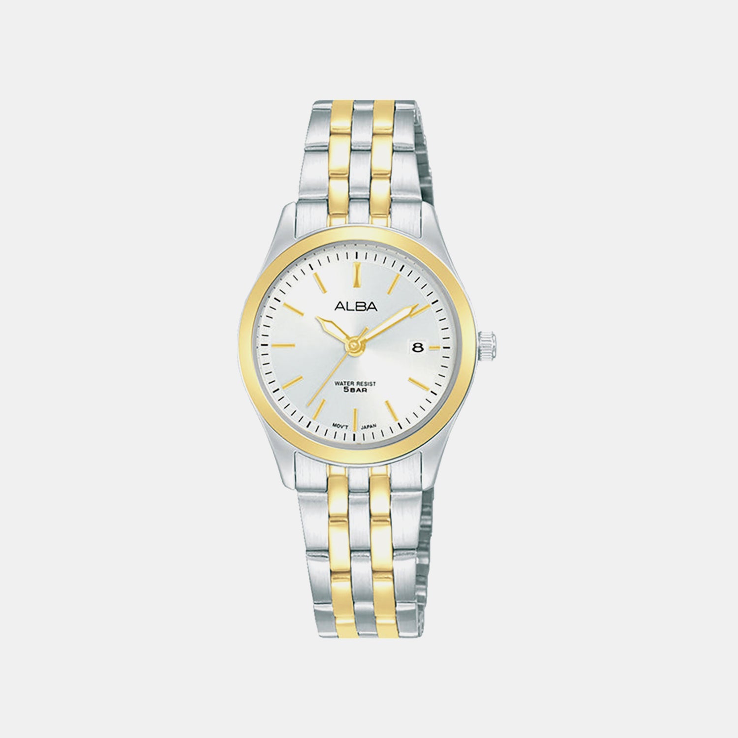 Women Quartz Silver Dial Analog Stainless Steel Watch AH7CF0X1