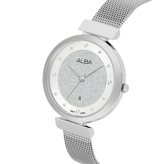 AH7CG9X1 Silver Shimmer Dial With Silver Strap Ladies Watch