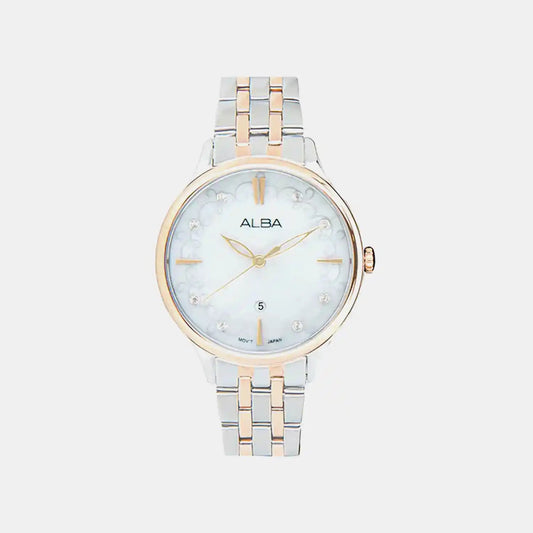 Women Quartz Mother Of Pearl Dial Analog Stainless Steel Watch AH7CR2X1