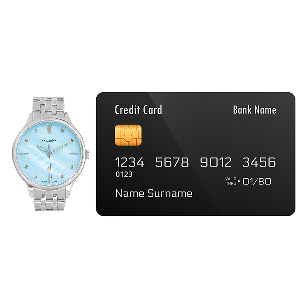 AH7CR9X1+Light Blue MOP Patterned Dial