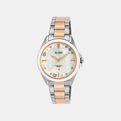 Fashion Women Quartz Mother Of Pearl Dial Analog Stainless Steel Watch AH7DV1X1