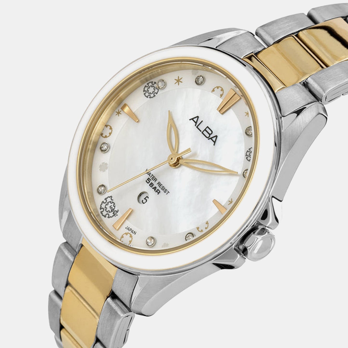 Fashion Women Quartz Mother Of Pearl Dial Analog Stainless Steel Watch AH7DV3X1