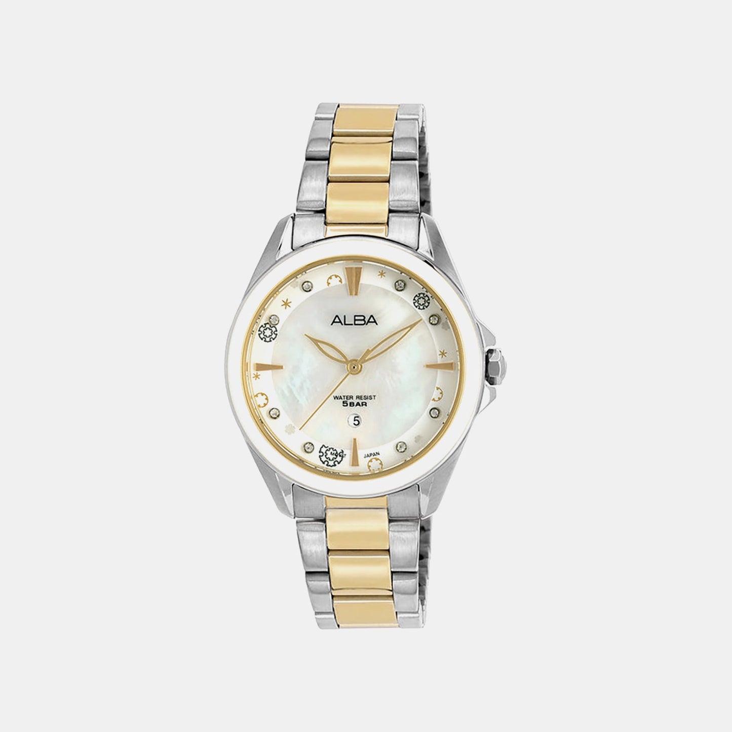 Fashion Women Quartz Mother Of Pearl Dial Analog Stainless Steel Watch AH7DV3X1
