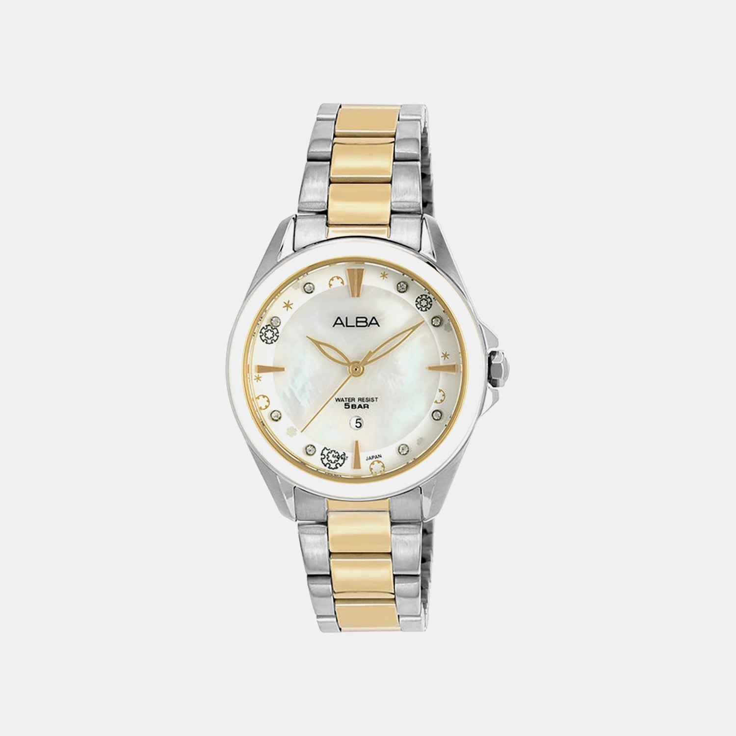 Fashion Women Quartz Mother Of Pearl Dial Analog Stainless Steel Watch AH7DV3X1