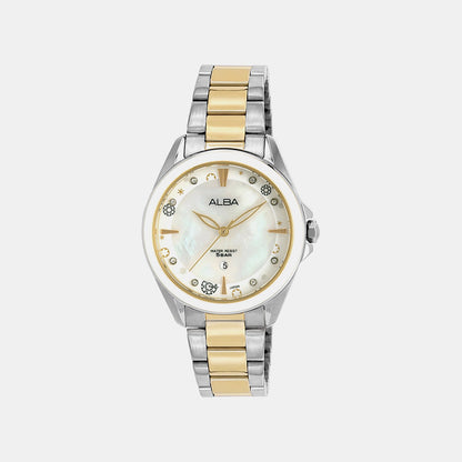 Fashion Women Quartz Mother Of Pearl Dial Analog Stainless Steel Watch AH7DV3X1