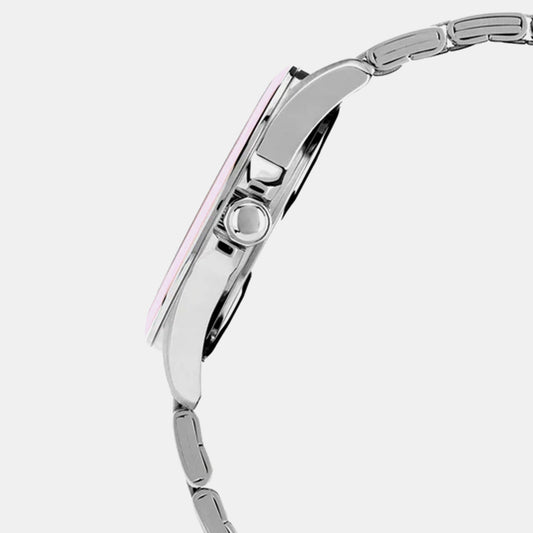 Women Quartz Pink Dial Analog Stainless Steel Watch AH7DV7X1