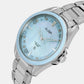 Fashion Women Quartz Blue Dial Analog Stainless Steel Watch AH7DV9X1