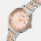 Fashion Women Quartz Peach Dial Analog Stainless Steel Watch AH7EA2X1