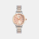 Fashion Women Quartz Peach Dial Analog Stainless Steel Watch AH7EA2X1
