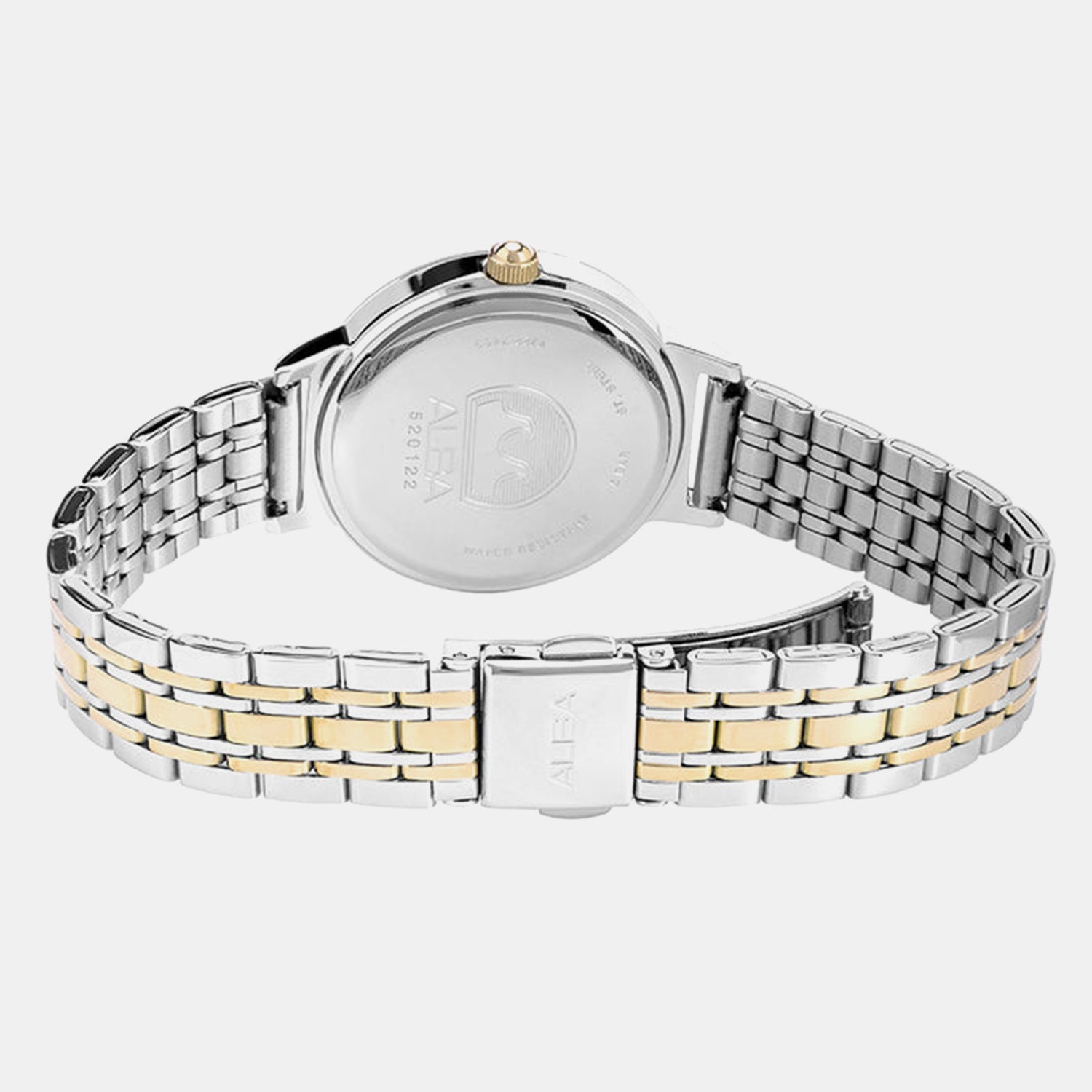 Fashion Women Quartz Champagne Dial Analog Stainless Steel Watch AH7EA4X1