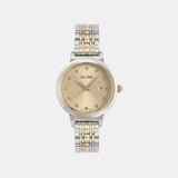 Fashion Women Quartz Champagne Dial Analog Stainless Steel Watch AH7EA4X1