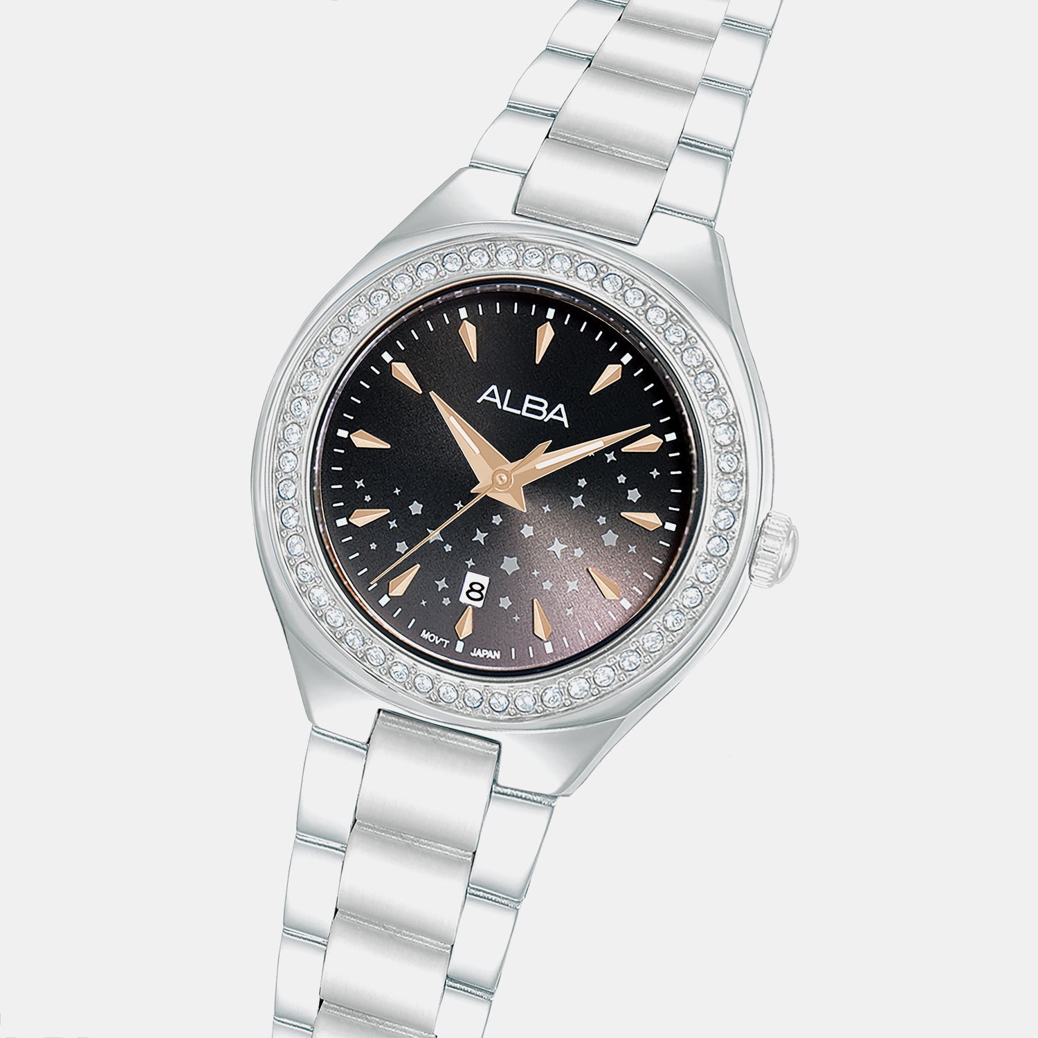 Fashion Women Quartz Multicolour Dial Analog Stainless Steel Watch AH7ET9X1