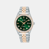 Fashion Women Quartz Green Dial Analog Stainless Steel Watch AH7FD6X1