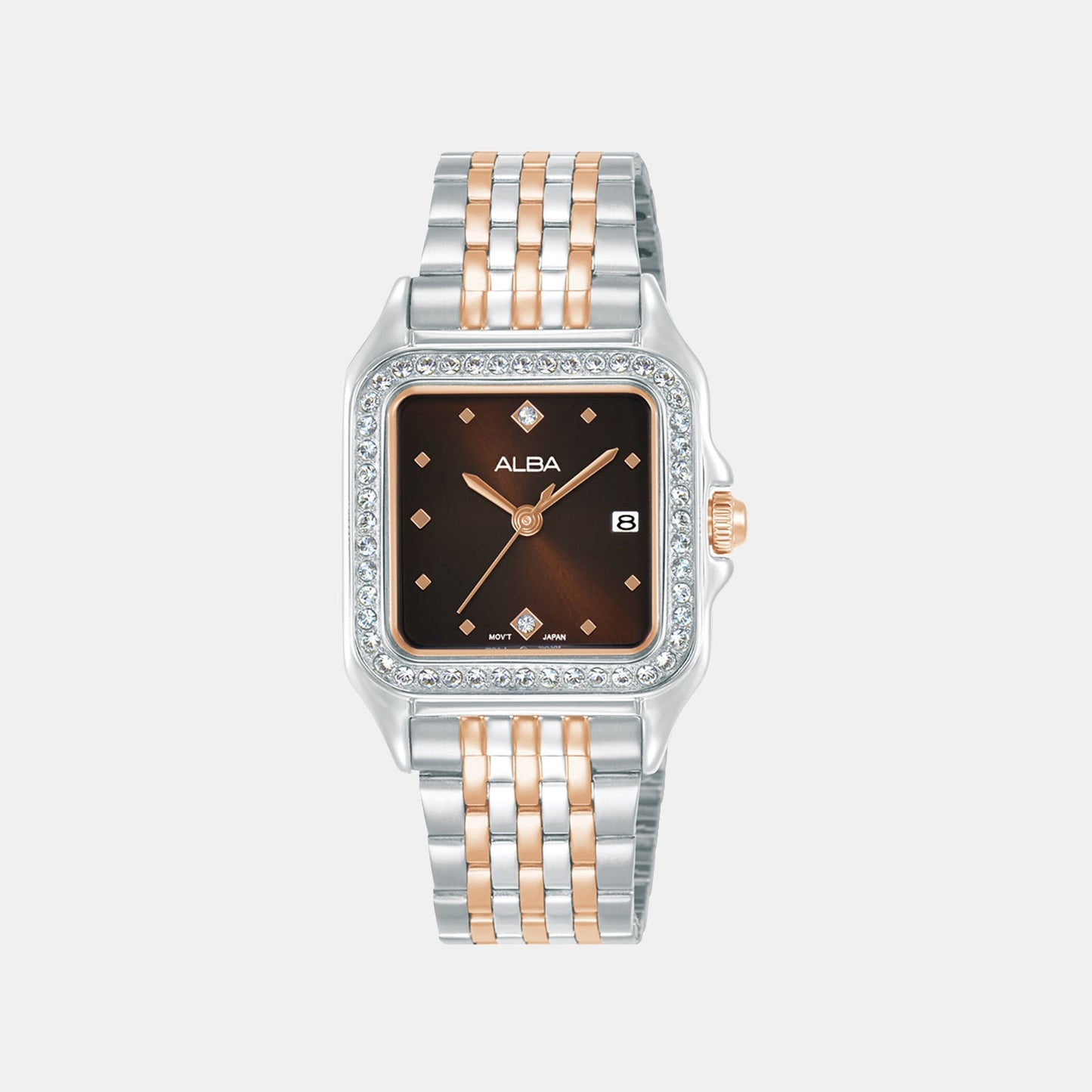 Fashion Women Quartz Brown Dial Analog Stainless Steel Watch AH7FE5X1
