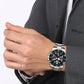 Men Quartz Black Dial Chronograph Stainless Steel Watch AI7000-83E