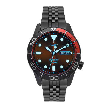 Alba AL4209X1 Black & Orange Gradation Dial Tokyo Neon Mechanical