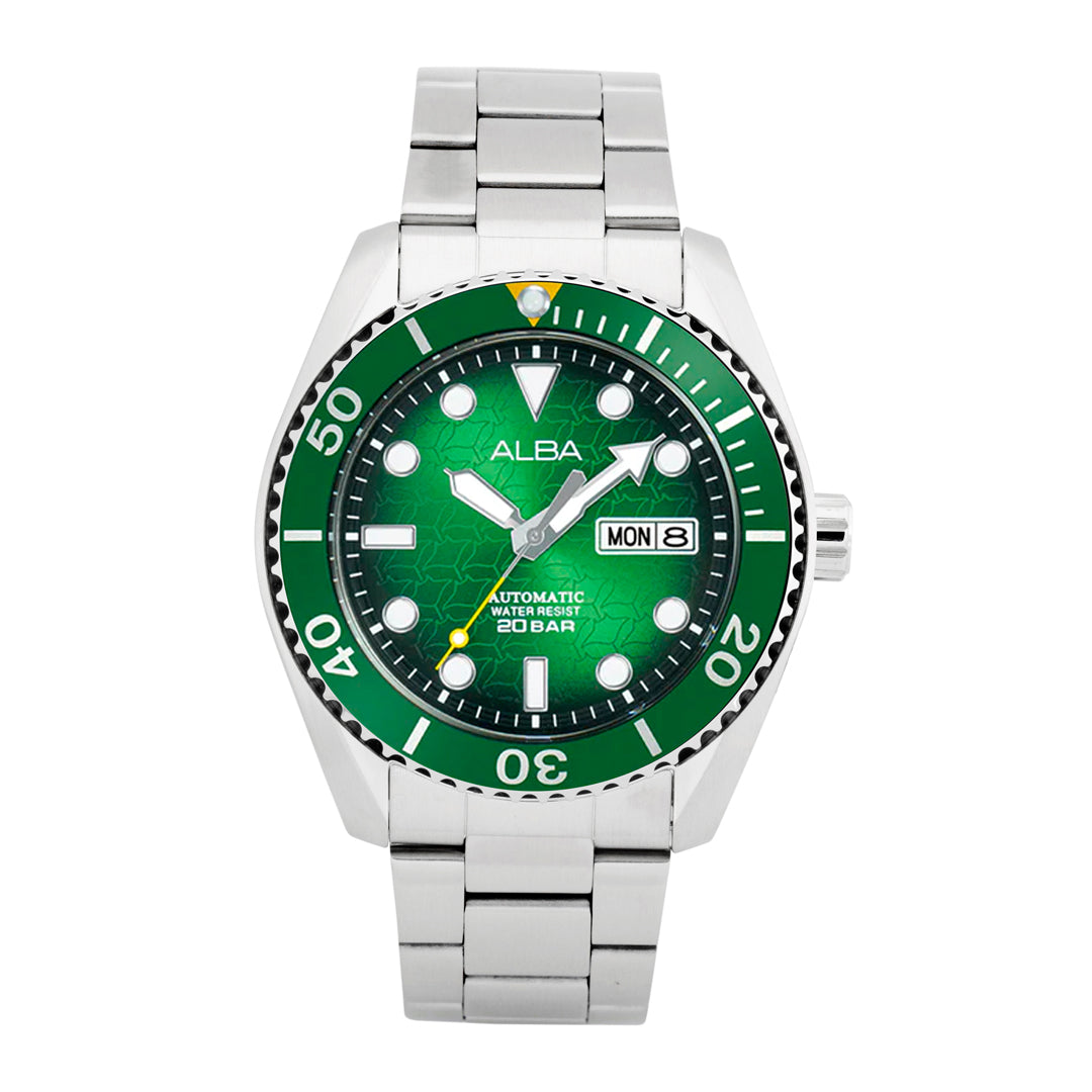 AL4437X1 Green Dial with White Metal Strap Automatic Watch