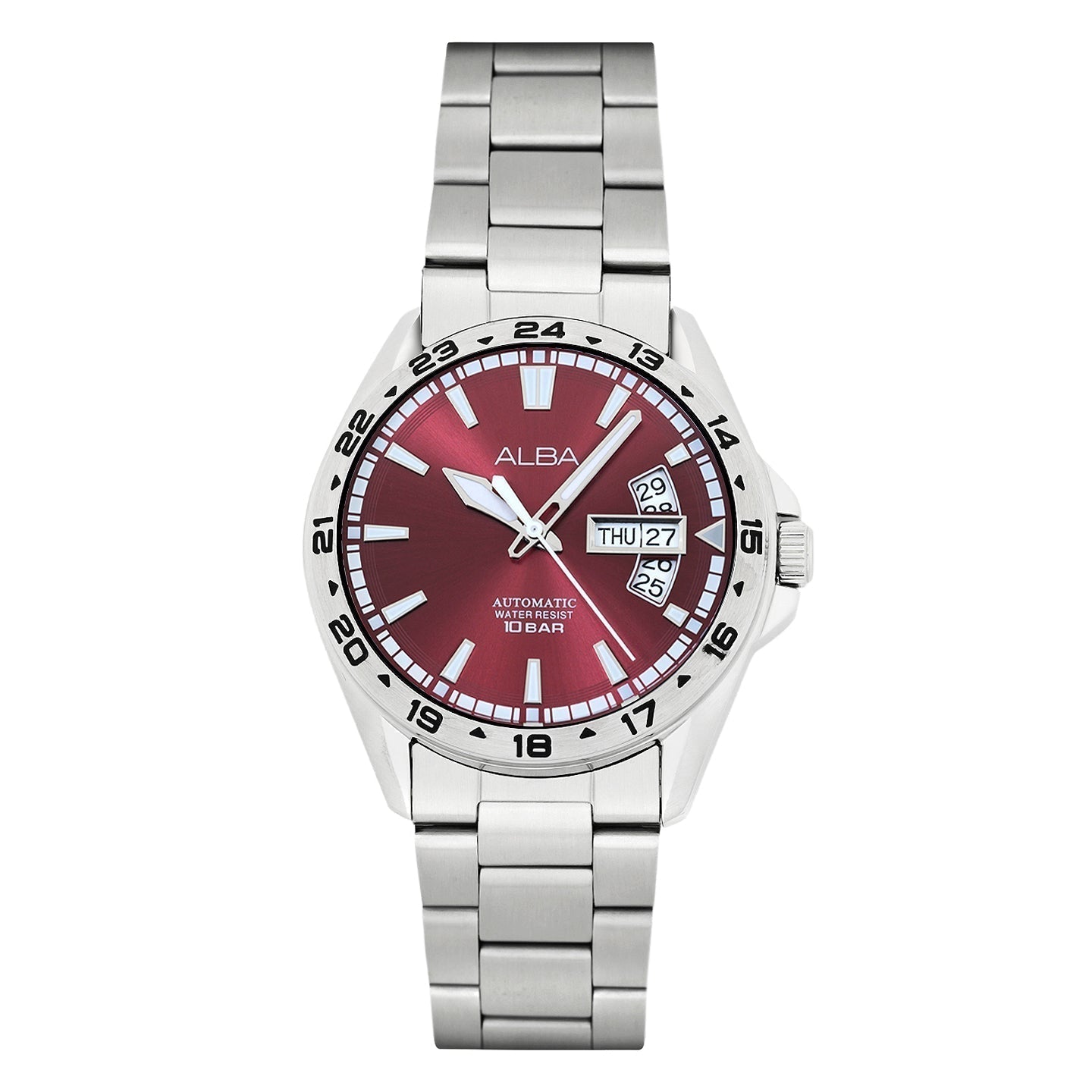 AL4477X1 Red Dial With Metal Strap Automatic Watch